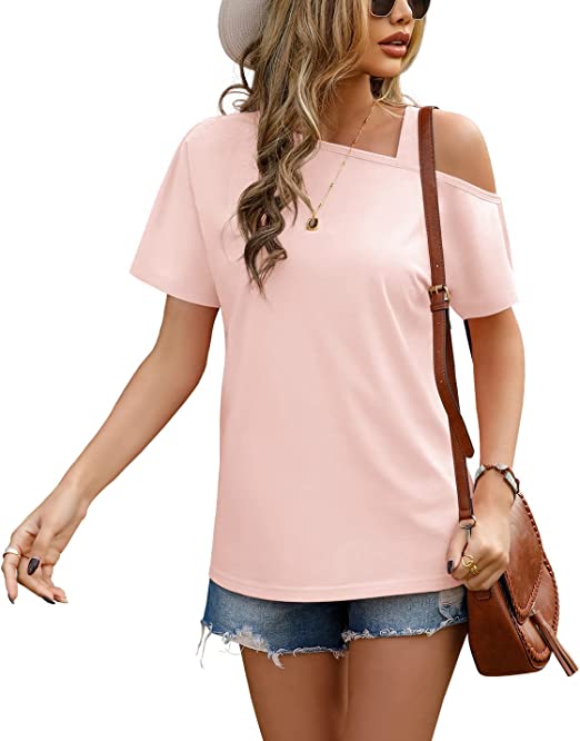 JINKESI Women's Long/Short Sleeve Tunic Tops Casual Cold Shoulder Blouse Shirts