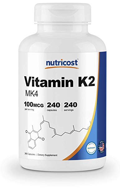 Nutricost Vitamin K2 (MK4) 240 Capsules (100mcg) - Gluten Free and Non-GMO