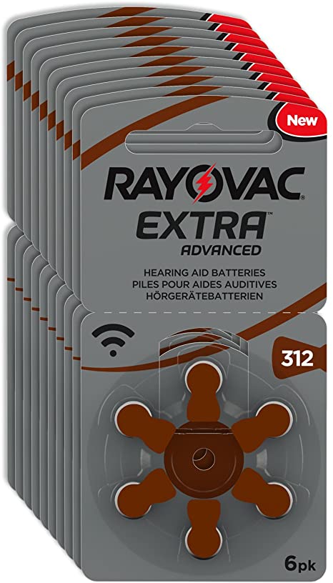 RAYOVAC Extra Advanced with Active Core Technology 312 Hearing Aid Batteries 60 Pieces