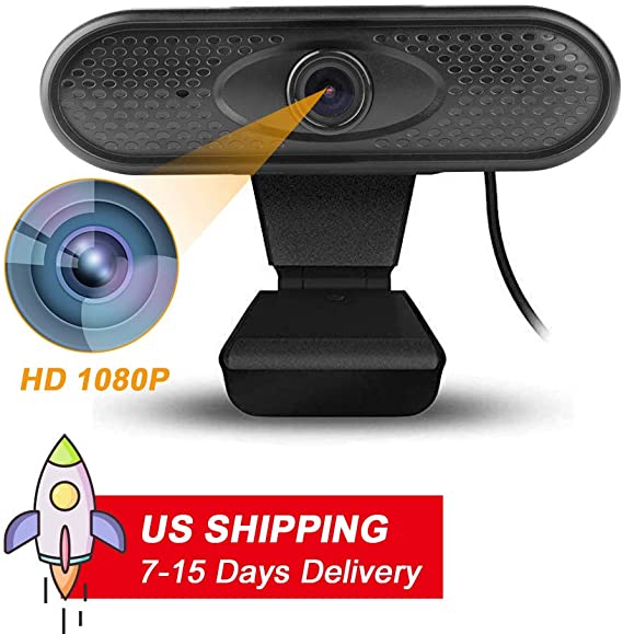 HD Webcam 1080p Streaming Web Camera with Microphones, Webcam for Gaming Conferencing & Working, Laptop or Desktop Webcam, USB Computer Camera for Mac Xbox YouTube Skype OBS, Free-Driver Installer