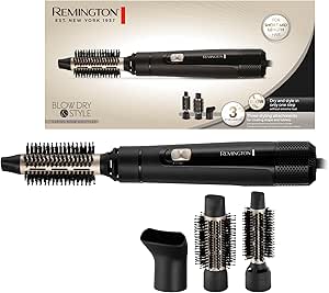 Remington Warmluftbürste [inkl. 3 Aufsätze: 25mm & 38mm Rundbürste, Stylingdüse] Blow Dry&Style (trocknet & stylt für Form & Fülle für kurzes/mittellanges Haar) 2 Heiz-&Gebläsestufen, Airstyler AS7300