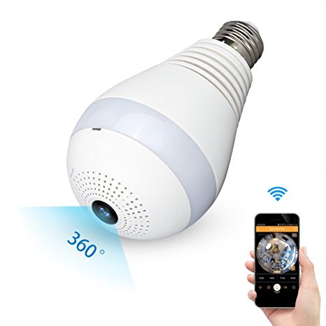 Camera WiFi Light Bulb Home Security Hidden Spy Panoramic Camera Fisheye