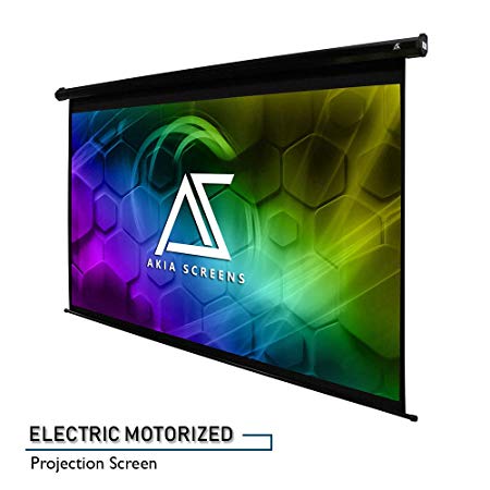 Akia Screens 125” Motorized Electric Projector Projection Screen 16:9 8K 4K Ultra HD 3D Ready Wall/Ceiling Mounted 12V Trigger Remote 8K 4K Ultra HD 3D Ready Movie/Home Theater AK-MOTORIZE125H