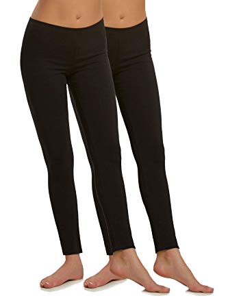 Felina | Cotton Modal Lightweight Legging | Yoga Pants | 2-Pack | Mid Rise