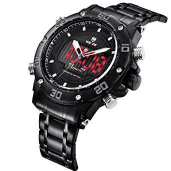 Watch,Mens Watches,Analog Digital Sport Watch With Stainless Steel Strap Dual Time Waterproof Male Outdoor Military Wrist Watch