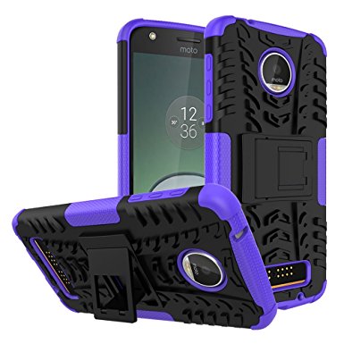 Moto Z Play Droid Case,Yiakeng Shockproof Impact Protection Tough Rugged Dual Layer Protective Case Cover with Kickstand for Motorola Moto Z Play Droid (Armor purple)