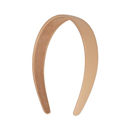 Motique Accessories 1 Inch Vegan Leather Headband for Women and Girls - Tan
