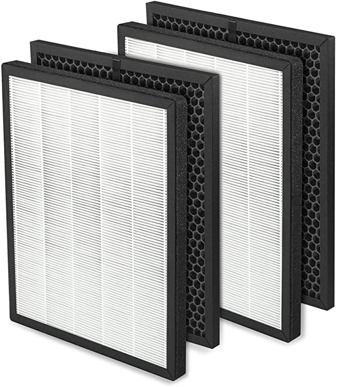 DerBlue 2 Sets True HEPA Filter Replacement Compatible with LV-PUR131, Activated Carbon Filters Set, Part # LV-PUR131-RF