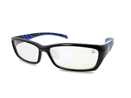 GUoptics Full Rim Color Enhanced Advanced Computer Glasses Video Glasses Gaming Glasses Eyewear Professional,Anti Blue-Light Glasses UV Protection Fit Over,Top grade lens, TR90 frame (black-blue)