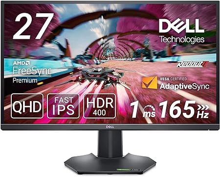 Dell G2724D 27 Inch QHD (2560x1440) Gaming Monitor, 165Hz, Fast IPS, 1ms, AMD FreeSync Premium, NVIDIA G-SYNC Compatible, 99% sRGB, HDR 400, 2x DisplayPort, HDMI, 3 Year Warranty