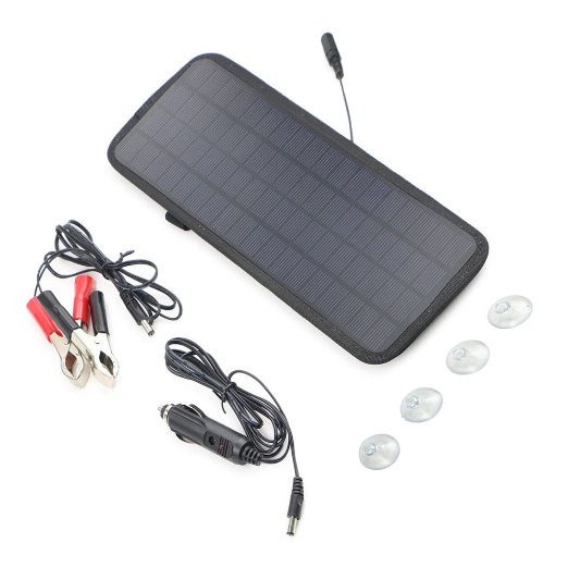 18V 5W Solar Panel Battery Backup Charger Bundle for Car Boat Tractor and Motorcycle