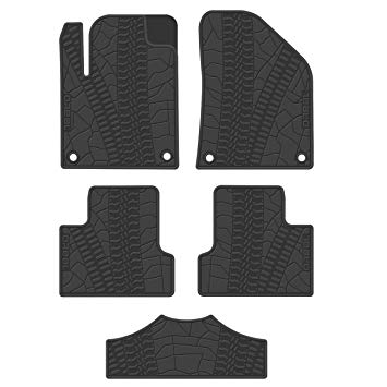biosp Car Floor Mats for Jeep Cherokee 2014 2015 2016 2017 2018 2019 Front and Rear Heavy Duty Rubber Liner Set Full Black Vehicle Carpet Custom Fit-All Weather Guard Odorless