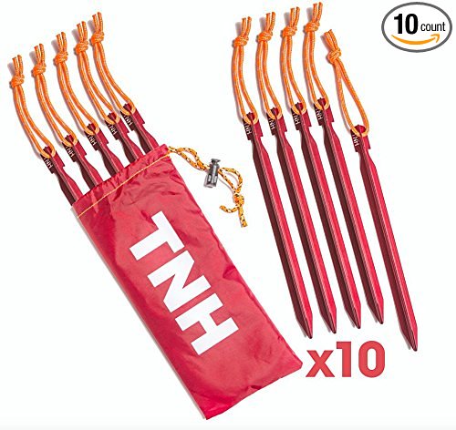 #1 Premium Aluminum 10X Tent Stakes & Bag ✦ Best Heavy Duty 7" Stakes ✦ Great For Sand Camping ✦ Lightweight 0.5 oz ✦ Reflective Rope ✦ Superior To Metal & Plastic Tent Pegs ✦ Lifetime Warranty