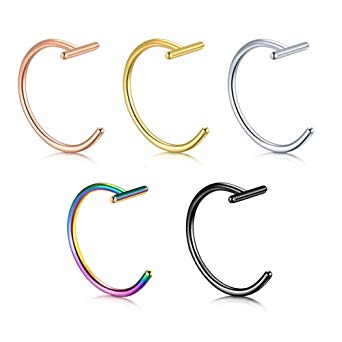 Vitaltyextracts STEEL 20G Stainless Steel Body Jewelry 0.8mm8mm Piercing Nose Ring Hoop (Multicolor)