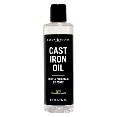 Caron & Doucet - Cast Iron Oil & Cast Iron Conditioner - 100% Plant Based From Refined Coconut Oil, Will Not Go Rancid or Sticky - Helps Maintain Seasoning on All Cast Iron Cookware. (8oz Plastic)