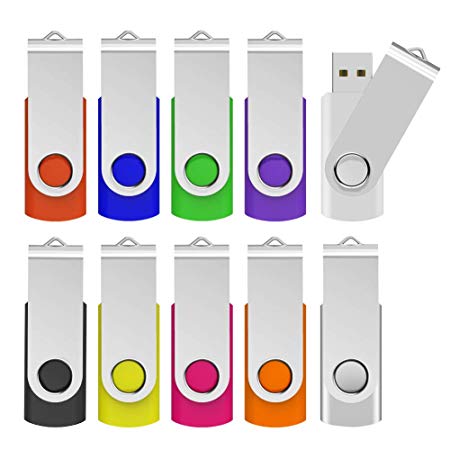 KOOTION 64GB USB 3.0 Flash Drives 10 PCS Memory Stick 3.0 Thumb Drives Pen Drives (Mixcolored)