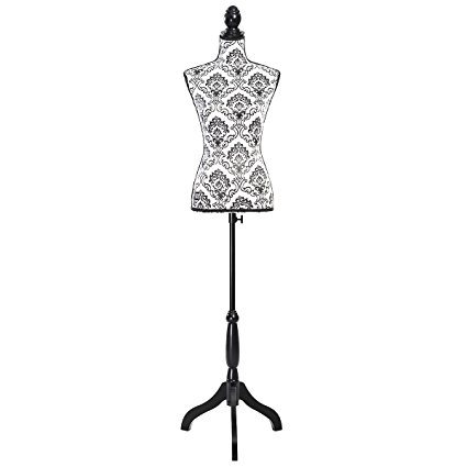 Giantex Female Mannequin Torso Dress Form Display W/ Black Tripod Stand (Black flower)