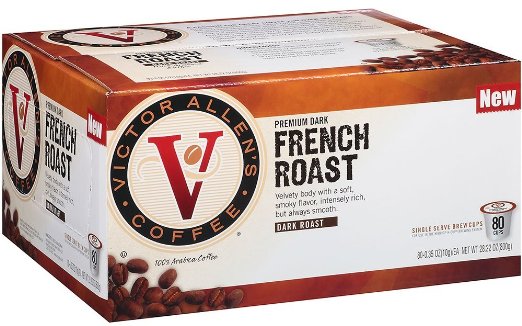 Victor Allen Coffee French Roast Single Serve K-cup 80 Count Compatible with 20 Keurig Brewers