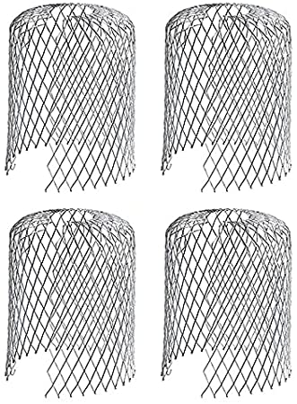 Vencier Pack of 4 Metal Gutter Guards | Downpipe Covers | Easy Install Gutter Traps | Moss, Muck, Mud & Debris Guard | Metal Mesh Protector |