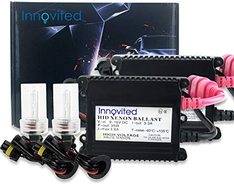 Innovited DC 35W Xenon HID Lights Kit"All Bulb Sizes and Colors" with Premium Slim Ballast - H11 H9 H8-6000K - Diamond White - 2 Year Warranty