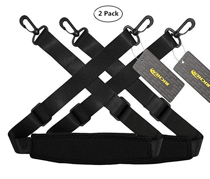 RICHEN Replacement Shoulder Strap Adjustable Luggage/Laptop/Camera Bag Strap with Swivel Hook,Pack of 2,Black