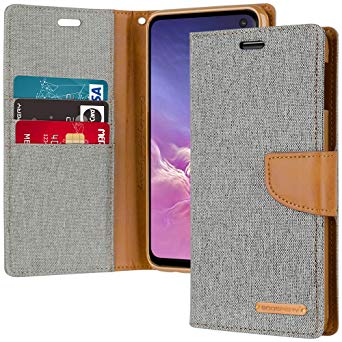 Galaxy S10e Wallet Case, Goospery Canvas Diary [Denim Material] Stand Flip Cover with Card Holder & Magnetic Closure (Gray) S10L-CAN-GRY