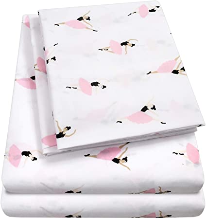 1500 Supreme Kids Bed Sheet Collection - Fun Colorful and Comfortable Boys and Girls Toddler Sheet Sets - Deep Pocket Wrinkle Free Hypoallergenic Soft and Cozy Bedding - Twin XL, Ballerinas