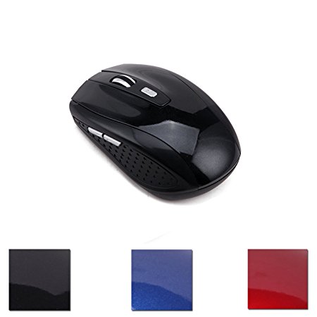 HDE Wireless Optical Computer Mouse 2.4 GHz Cordless USB Receiver Adjustable DPI (Black)