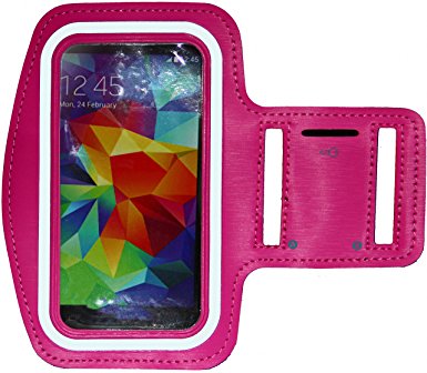 Running & Exercise Armband for Samsung Galaxy S6 S5 S4 iPhone 6 / 6S (4.7), HTC One & More with Key Holder & Reflective Band (Hot Pink)