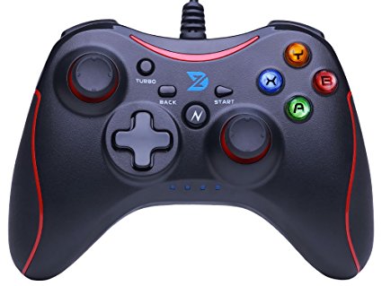 Zhidong N Full Vibration Feedback USB Wired Controller Gamepad Joystick For Windows XP/7/8/8.1 & Android & PS3 (Xbox360 Style) Black&Red - Not support the Xbox 360