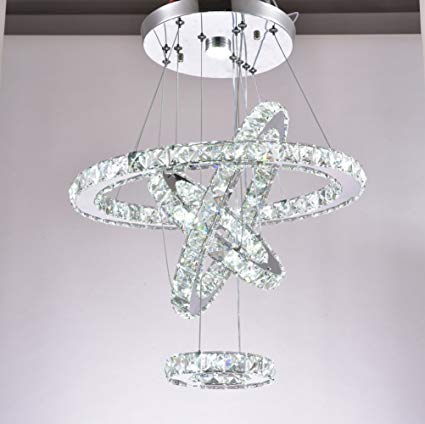 Modern Crystal Chandeliers LED Chandelier Pendant Lights Chandelier Rings Pendant Light 15/25/35/45cm(6/10/14/18 inches)(Cool White 15/25/35/45)