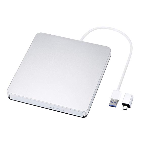 [Updated Version] Patuoxun External DVD CD Drive with USB 3.0 and Type-C Interface, Portable CD-RW/DVD-RW Burner and Reader,  Compatible with Windows, Laptop, Mac, Macbook Air/Pro, Apple, iMac, PC
