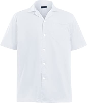 Double Pump 100% Cotton Spread Collar Short Sleeve Shirts for Men Regular Fit Mens Dress Shirts Button Down Shirts
