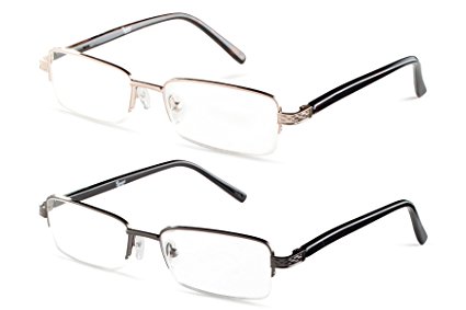 Specs Mens Half Rimmed Reading Glasses, Value Pack, All Magnification Strengths