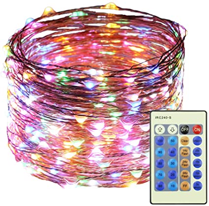 RUICHEN LED String Lights Plug in, 99Ft 300 LED Waterproof Dimmable Fairy Lights with Remote, Outdoor Decorative Copper Wire Starry Lights for Patio,Garden,Wedding,Parties,Christmas Tree(Multicolor)