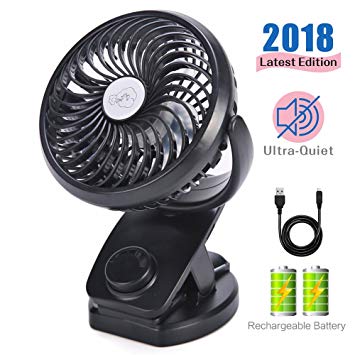 Mini Fan Clip Fan 4400mAh Battery Operated USB Desk Fan Portable Personal Fan Small Quiet Fan for Office,Home,Travel,Camping,Baby Stroller(Black)