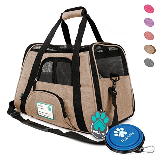 PetAmi Premium Airline Approved Soft-Sided Pet Travel Carrier by Ventilated, Comfortable Design with Safety Features | Ideal for Small to Medium Sized Cats, Dogs, and Pets