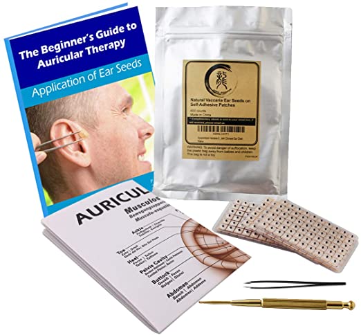 Multi-Condition Ear Seed Acupressure Kit 600 counts, eBook Placement Chart, Probe, Acupuncture Chart, Tweezers