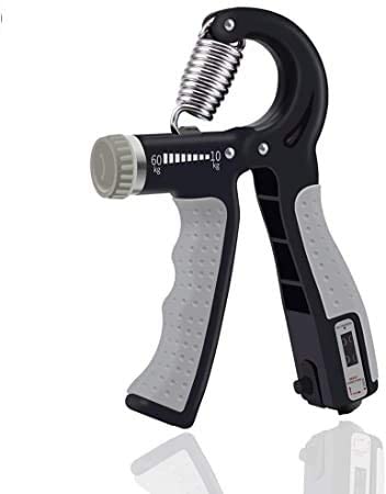 Hand Grip Strengthener, Automatic Counting Adjustable Resistance10-60kg Hand Gripper Exerciser Non-Slip Grip Strength Trainer with Counting for Forearm Grip Workout and Hand Rehabilitation （gray）