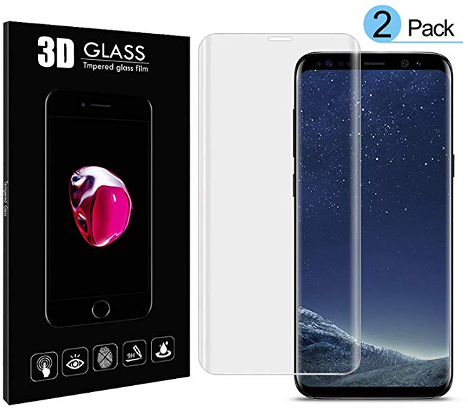 Galaxy S8 Plus Screen Protector Tempered Glass, [2 Pack] 3D Glass Full Coverage,No Scratch, No Bubble,High Definition,Ultra Clear,Tempered Glass Screen Protector for S8 Plus
