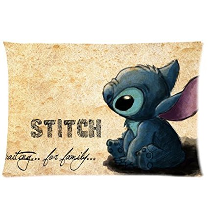 Custom Cute Cartoon Lilo & Stitch Zippered Pillowcase Covers Standard Size 20x30 Inch (Twin sides)