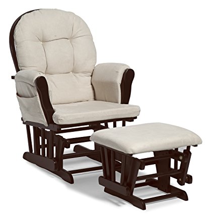 Storkcraft Hoop Glider and Ottoman, Espresso/Beige