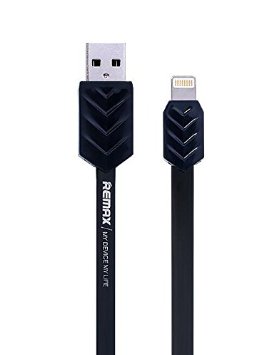 Karnotech® REMAX iPhone charging data cable Lightning to USB Data Sync Charge Cable Noodle Data Cable Fishbone Design for iPhone 6/Plus/iPhone 5s/iPad Air/iPad mini 3.3Ft Black