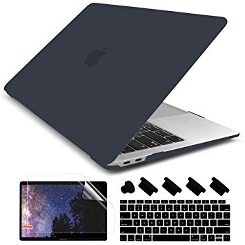 Dongke Smooth Matte Frosted Hard Shell Cover for MacBook Air 13 Inch with Retina Display fits Touch ID, Air 13 Inch Case 2019 2018 Release A1932 (Frost Black)