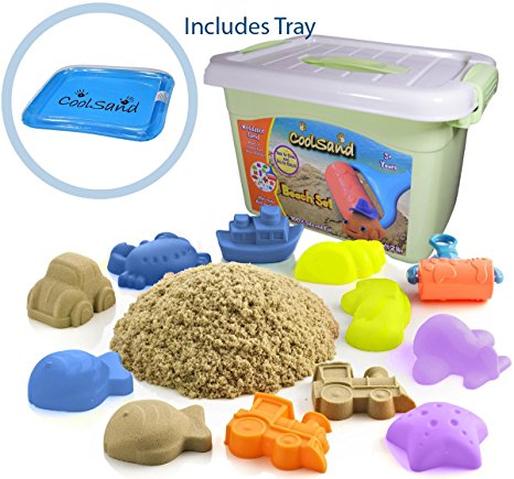 Cool Sand Deluxe Bucket With Inflatable Sandbox – Kinetic Sand For All Ages – Beach Set Edition