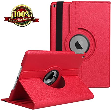 New iPad 7th Generation Tablet Case (10.2-inch,2019 Releases), 360 Degree Rotating Multi-Angle Viewing Folio Stand Cases with Pencil Holder for iPad 10.2 7th Gen (Red)