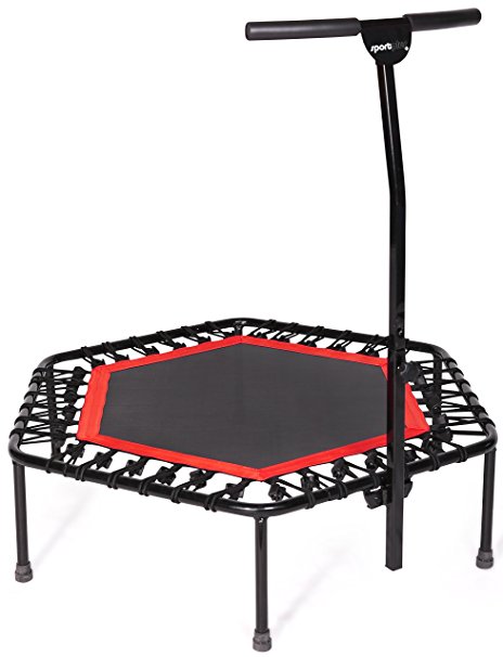 SportPlus Silent Fitness Mini Trampoline with Handle Bar / OR Replacement Bungees – Indoor Rebounder for Adults – Best Urban Cardio Workout Home Trainer, Covered Bungee Rope System – Max 286 lbs