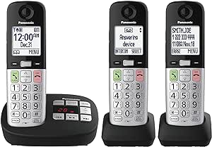 Panasonic Cordless Phone, Easy to Use with Large Display and Big Buttons, Flashing Favorites Key, Built in Flashlight, Call Block, Volume Boost, Talking Caller ID, 2 Cordless Handsets - KX-TGU433B