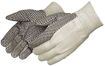 Liberty 4505A 10 oz Cotton Canvas Men's Glove with Black PVC Dots On Palm (Pack of 12)