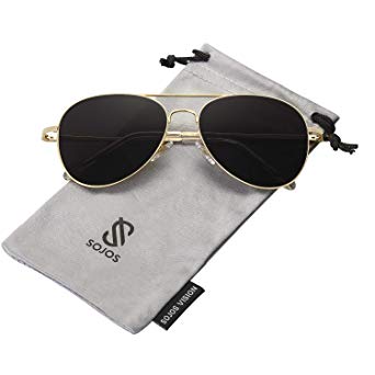 SOJOS Classic Aviator Mirrored Flat Lens Sunglasses Metal Frame with Spring Hinges SJ1030